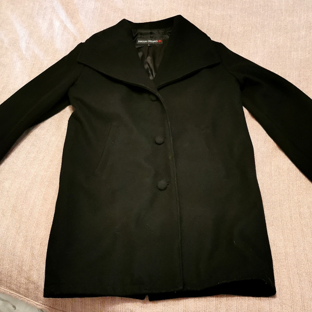 Sz S Black wool coat BARELY WORN Handmade in Calgary, AB